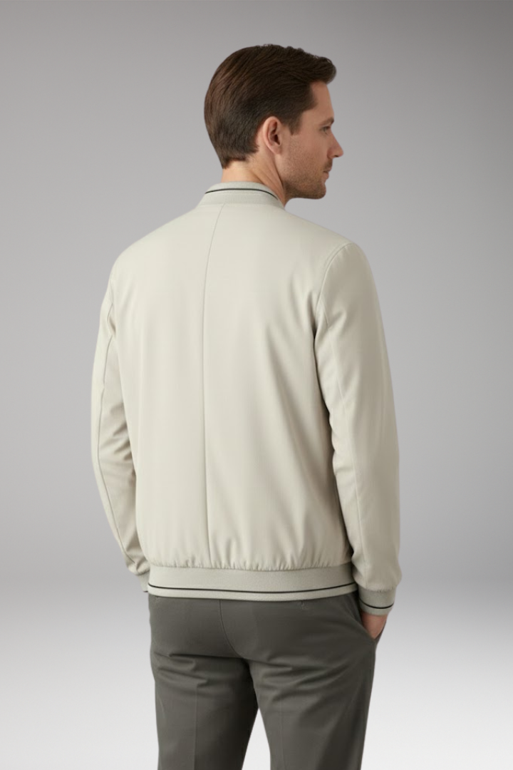 Men's Bomber Jacket with Sporty Design and Elastic Cuffs