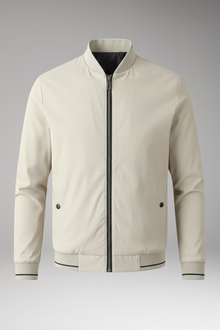 Men's Bomber Jacket with Sporty Design and Elastic Cuffs