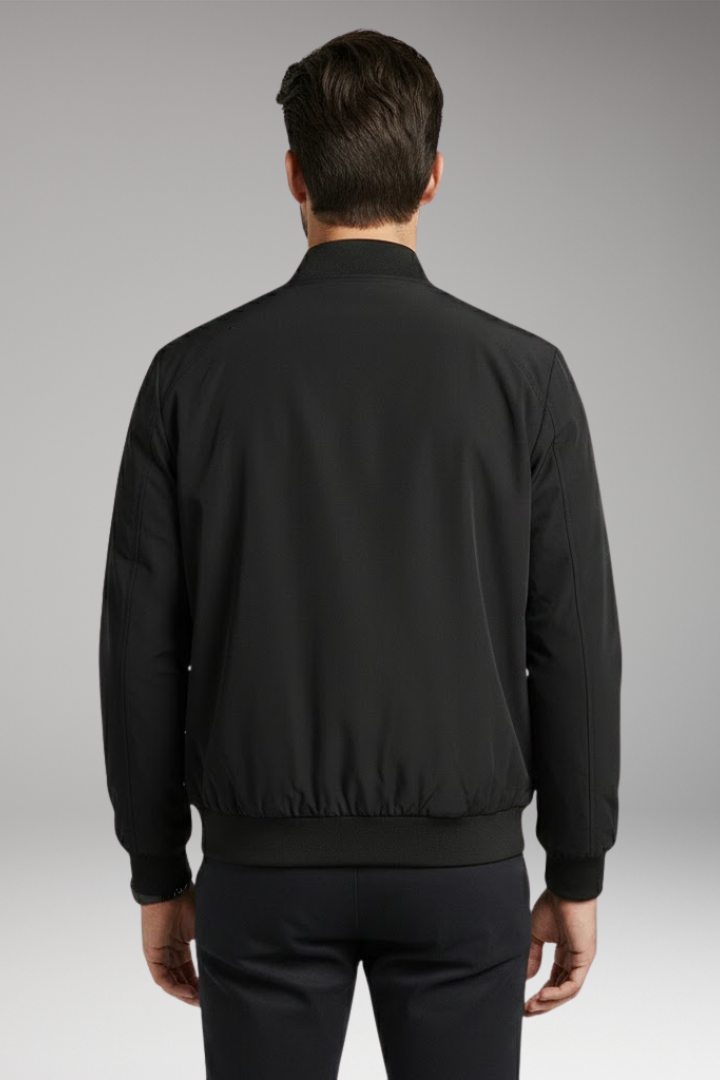 Men’s Bomber Jacket with Stand-Up Collar and Zipper