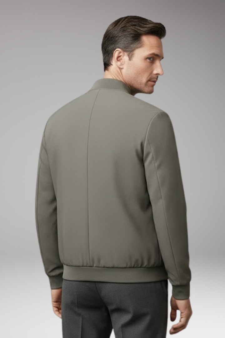 Men’s Bomber Jacket with Zip Fastening and Textured Surface
