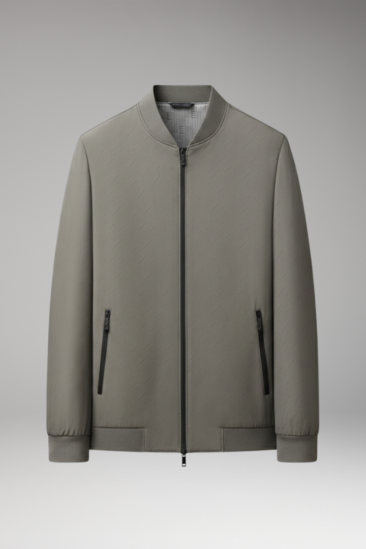 Men’s Bomber Jacket with Zip Fastening and Textured Surface