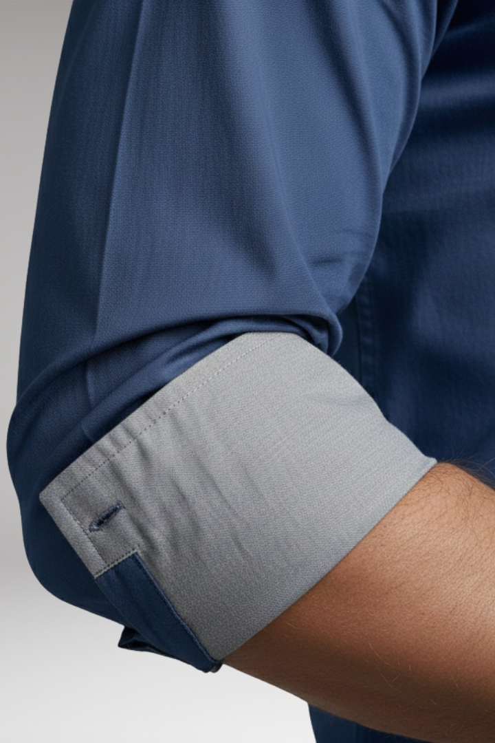 Men's Button-Down Shirt with Pointed Collar and Chest Pocket