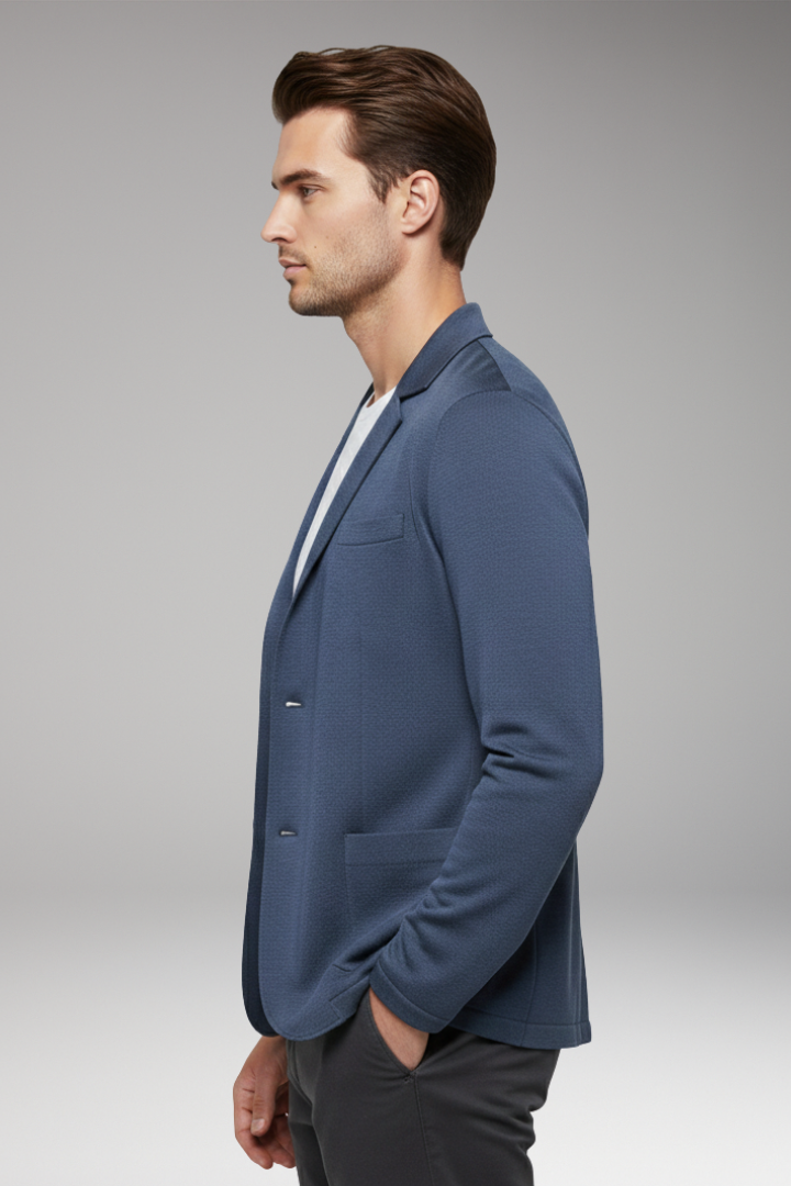 Men’s Cardigan Blazer with Notched Collar and Button Closure