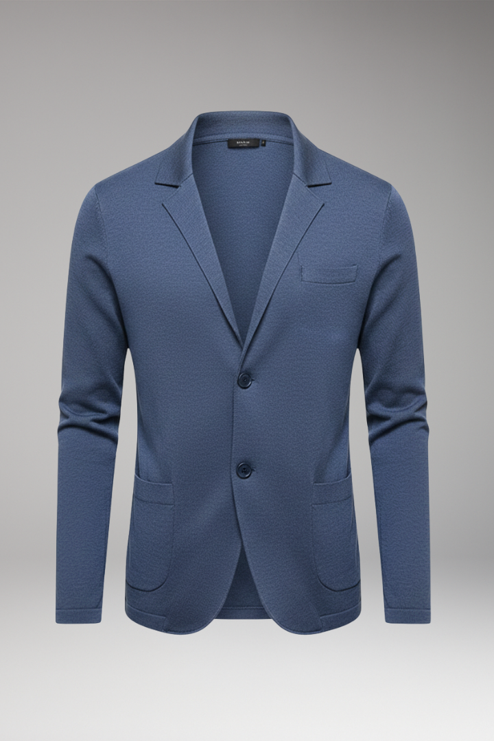 Men’s Cardigan Blazer with Notched Collar and Button Closure