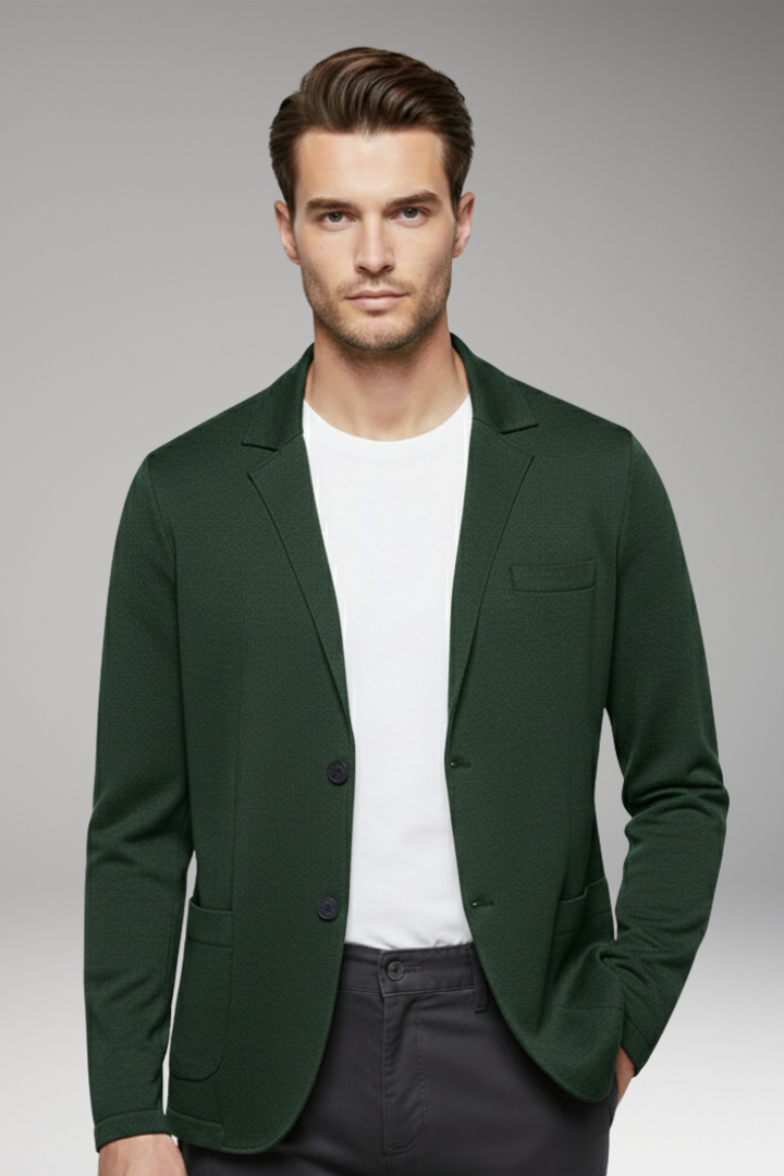 Men’s Cardigan Blazer with Notched Collar and Button Closure
