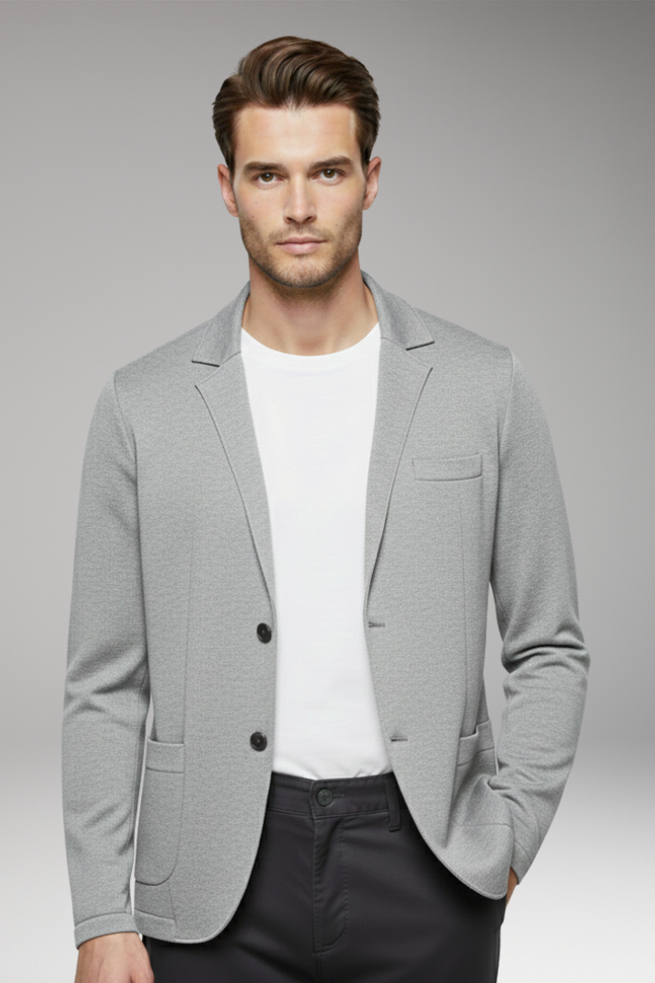 Men’s Cardigan Blazer with Notched Collar and Button Closure