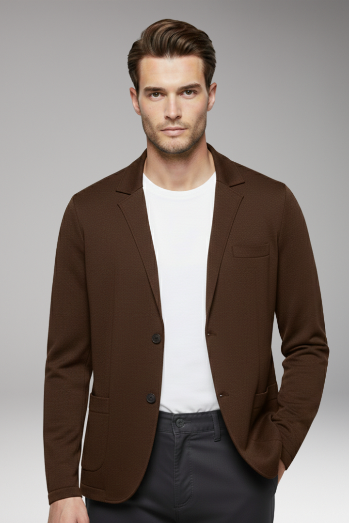 Men’s Cardigan Blazer with Notched Collar and Button Closure