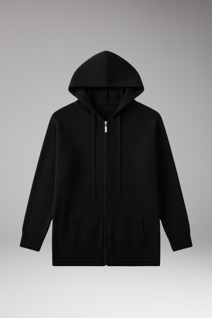 Men’s Cardigan Jacket with Hood and Full Sleeves