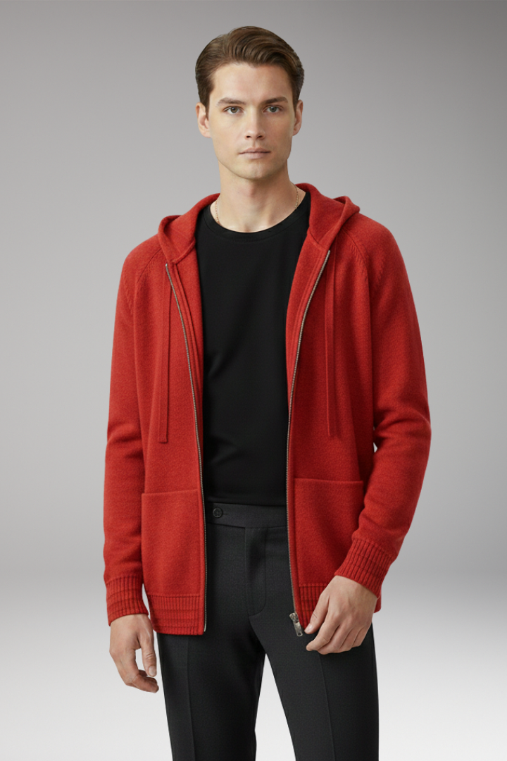 Men’s Cardigan Jacket with Hood and Full Sleeves