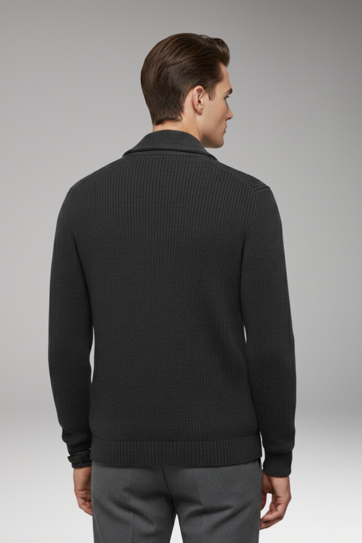Men’s Cardigan with Shawl Collar and Button Closure