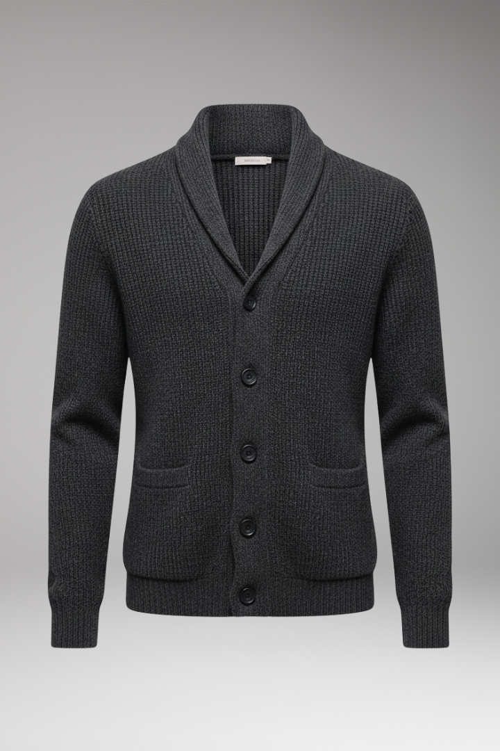 Men’s Cardigan with Shawl Collar and Button Closure