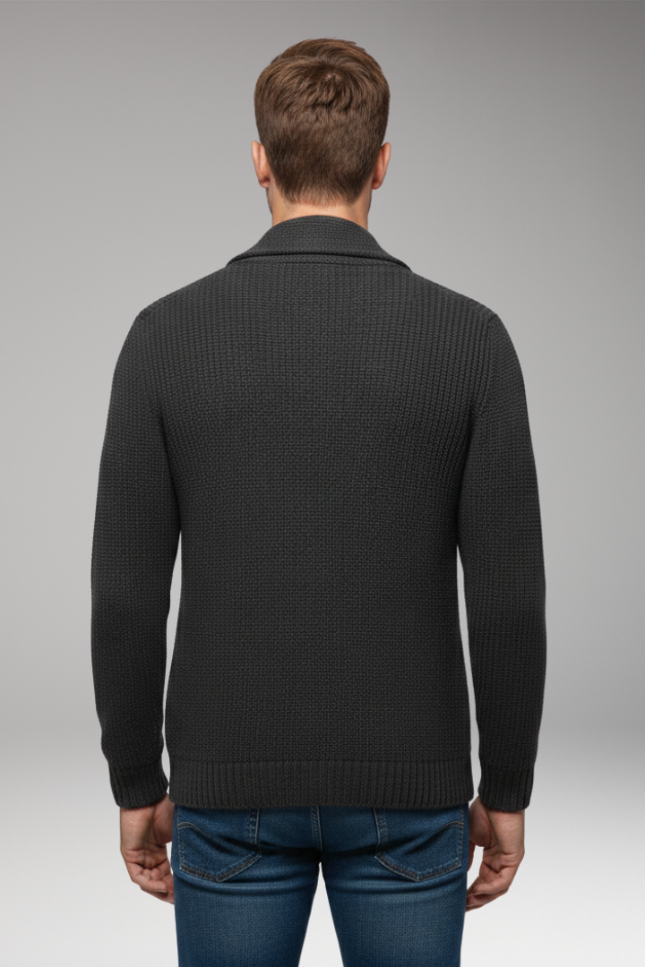 Men’s Cardigan with Shawl Collar and Button Placket
