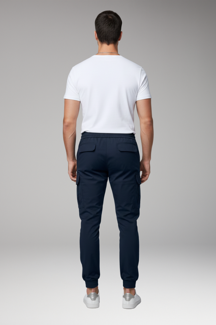 Men’s Cargo Jogger Trousers with Drawstring and Elasticated Hems
