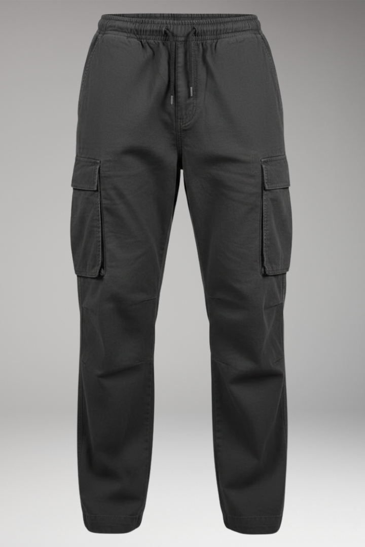 Men’s Cargo Trousers with Elastic Waistband and Six Pockets