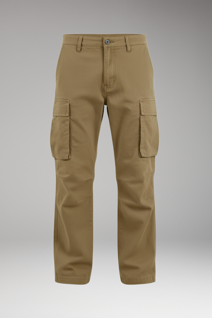 Men's Cargo Trousers with Wide Legs and Pocket Design
