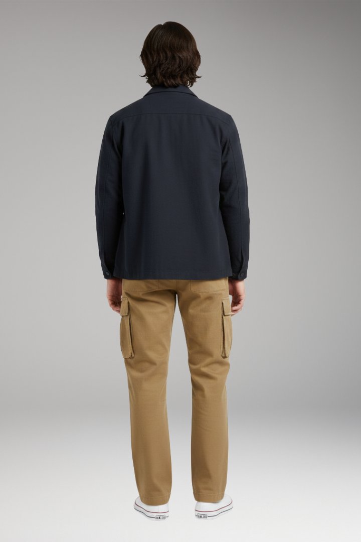 Men's Cargo Trousers with Wide Legs and Pocket Design