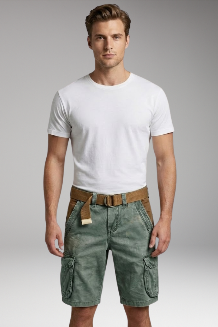 Men's Cargo Shorts with Belt Loops and Multiple Pockets