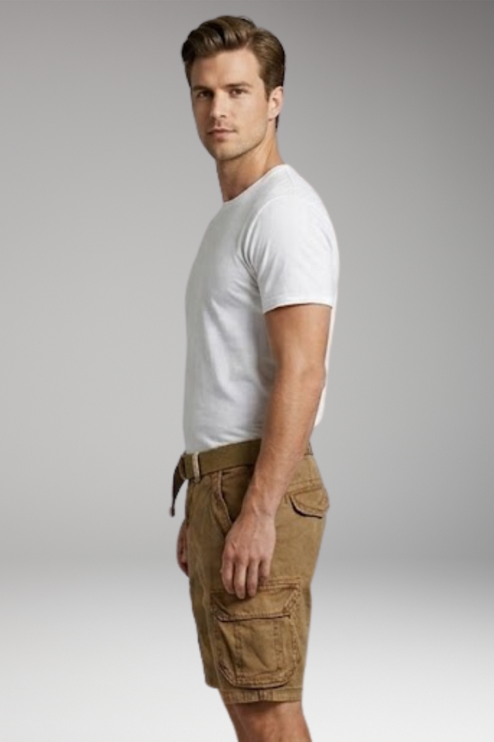 Men's Cargo Shorts with Belt Loops and Multiple Pockets