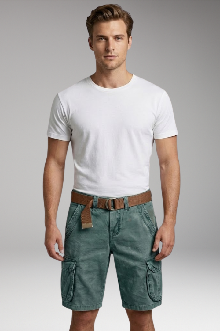 Men's Cargo Shorts with Belt Loops and Multiple Pockets
