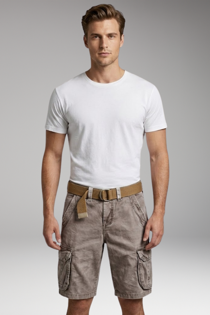 Men's Cargo Shorts with Belt Loops and Multiple Pockets