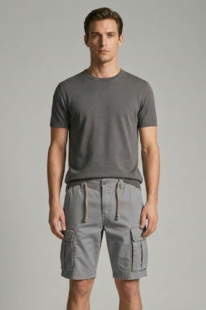 Men's Cargo Shorts with Belt and Multiple Pockets