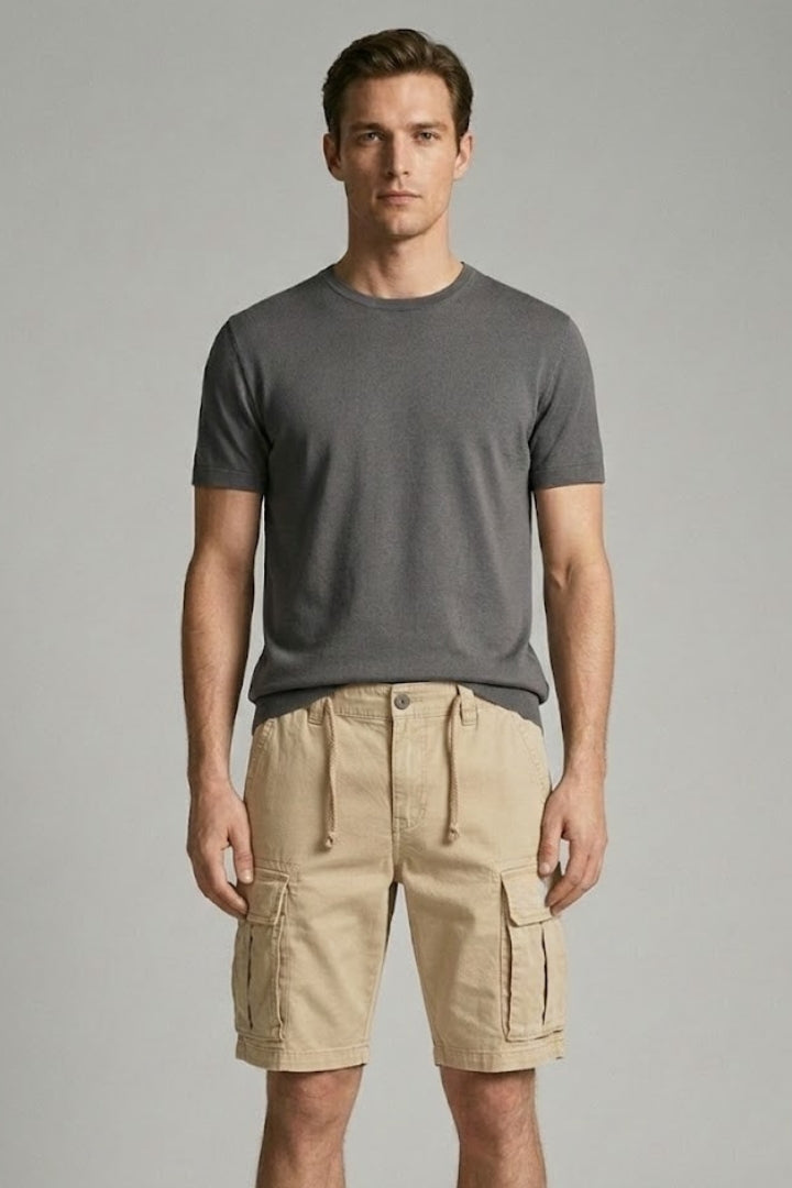 Men's Cargo Shorts with Belt and Multiple Pockets