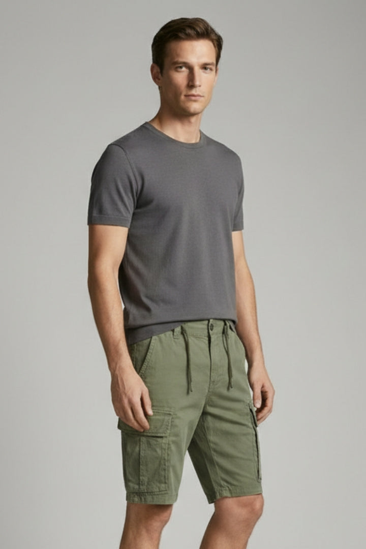 Men's Cargo Shorts with Belt and Multiple Pockets