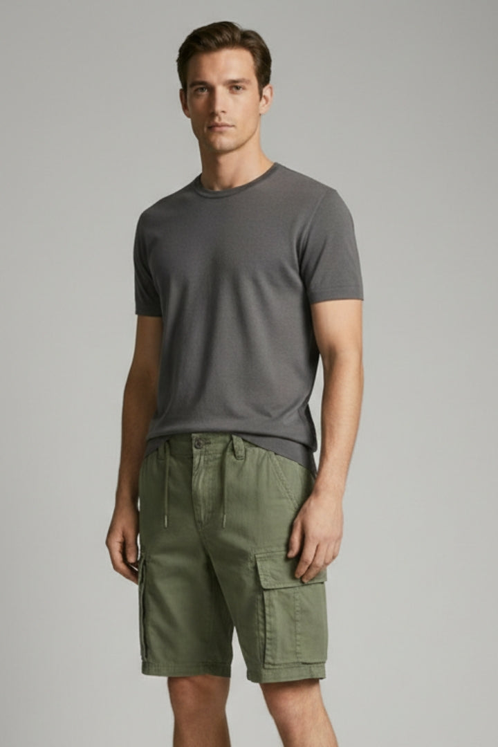Men's Cargo Shorts with Belt and Multiple Pockets