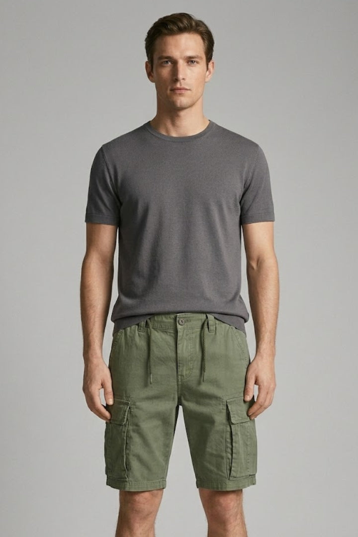 Men's Cargo Shorts with Belt and Multiple Pockets