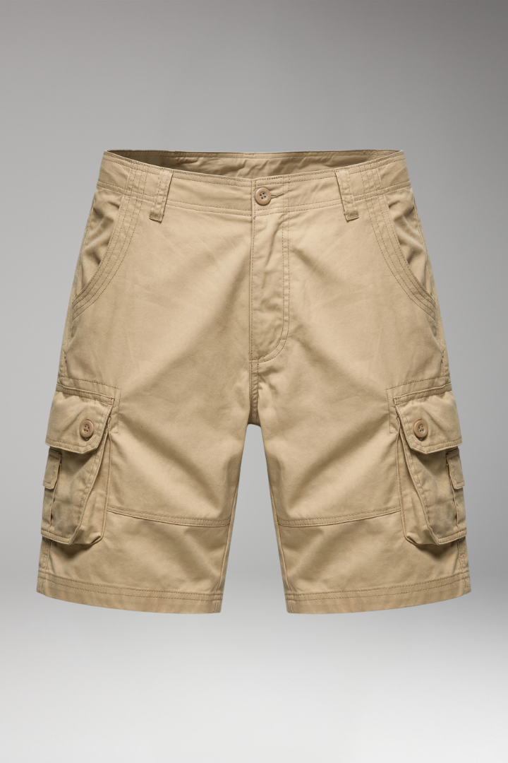 Men's Cargo Shorts with Button and Pockets