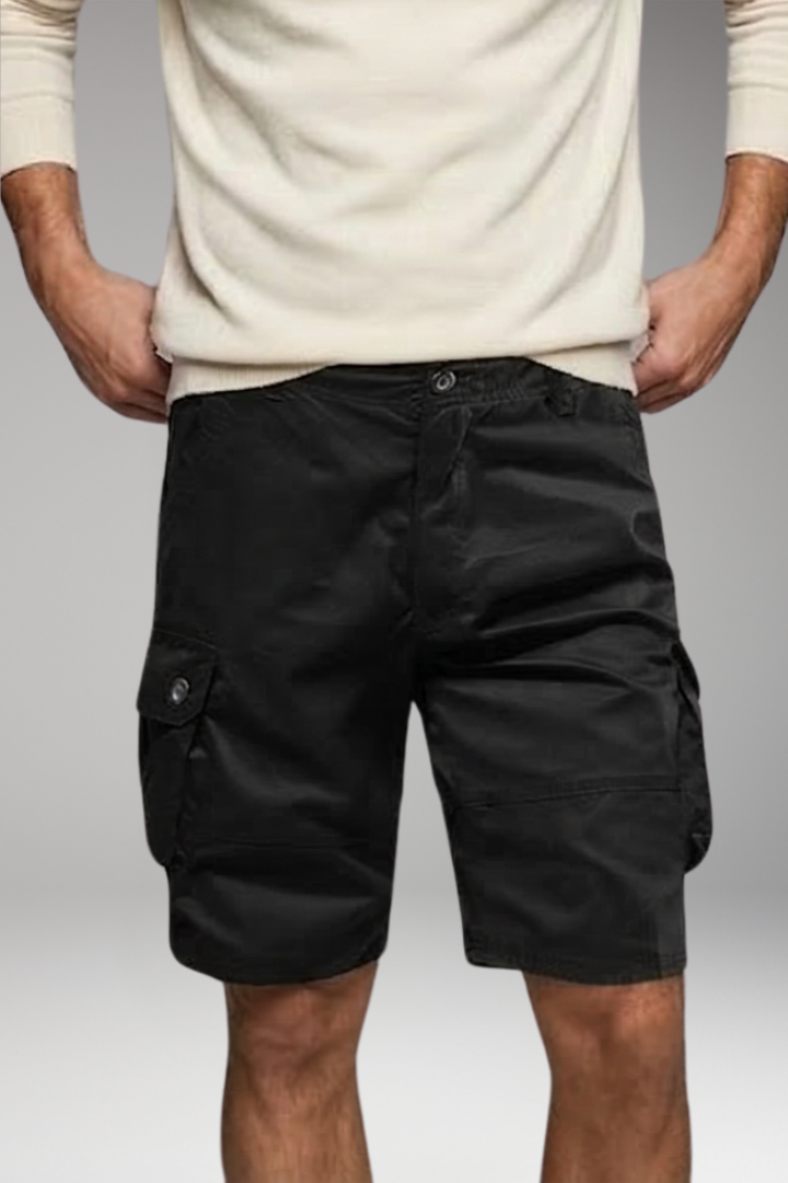 Men's Cargo Shorts with Button and Pockets