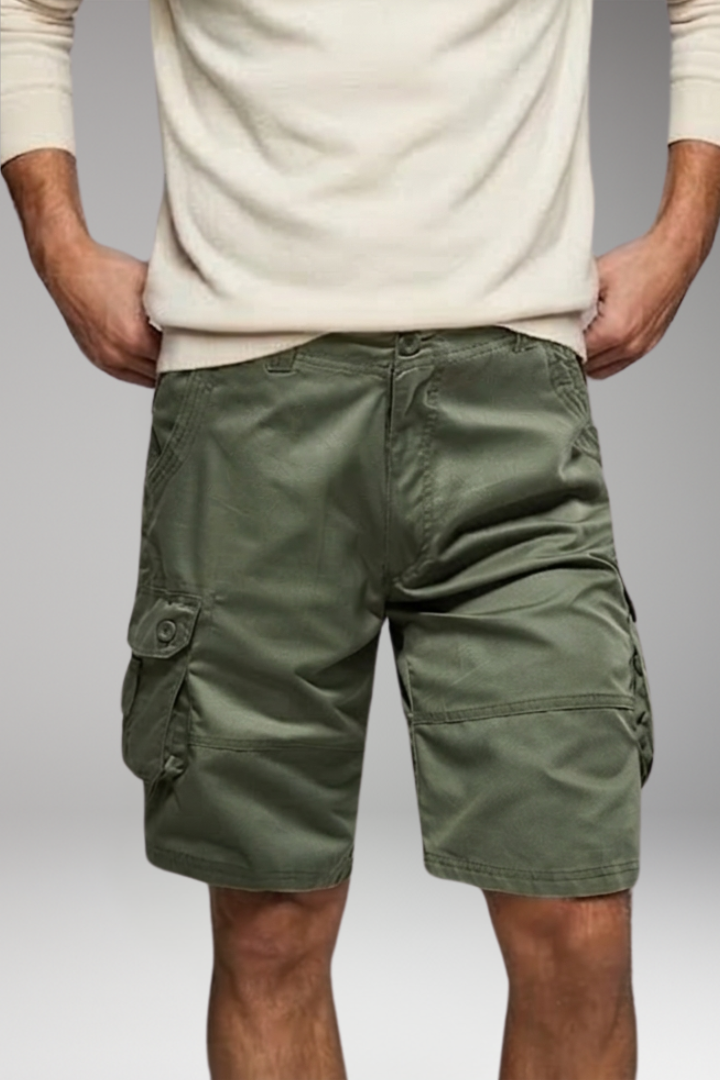 Men's Cargo Shorts with Button and Pockets