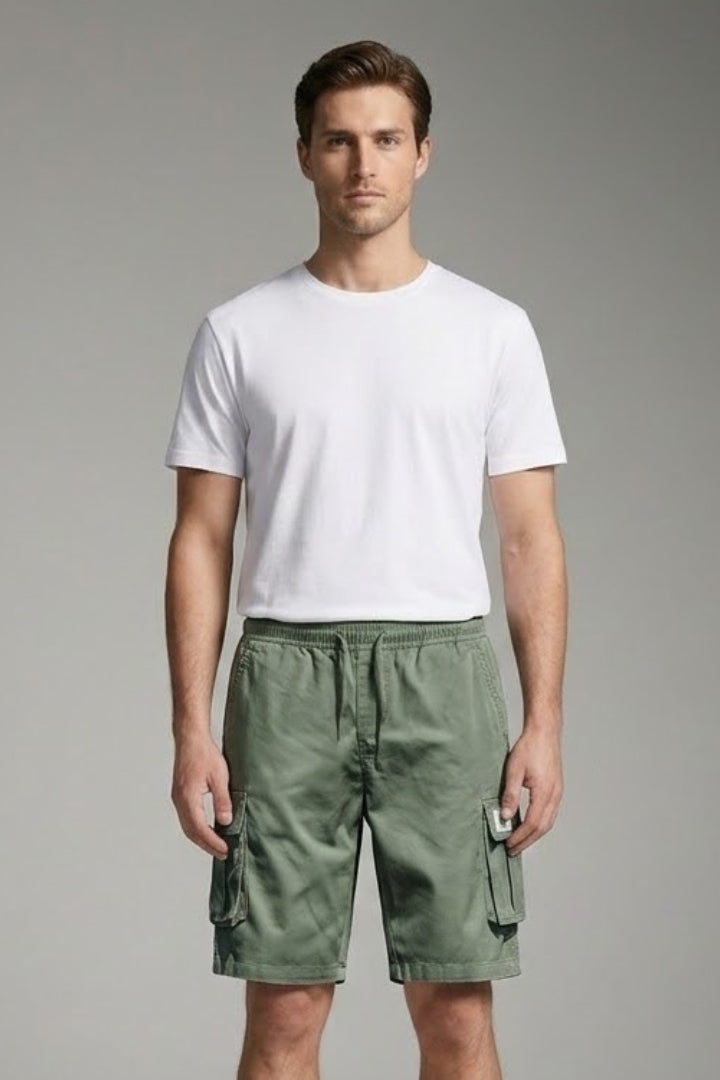Men's Cargo Shorts with Drawstring Waistband and Flap Pockets