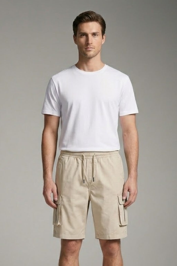 Men's Cargo Shorts with Drawstring Waistband and Flap Pockets