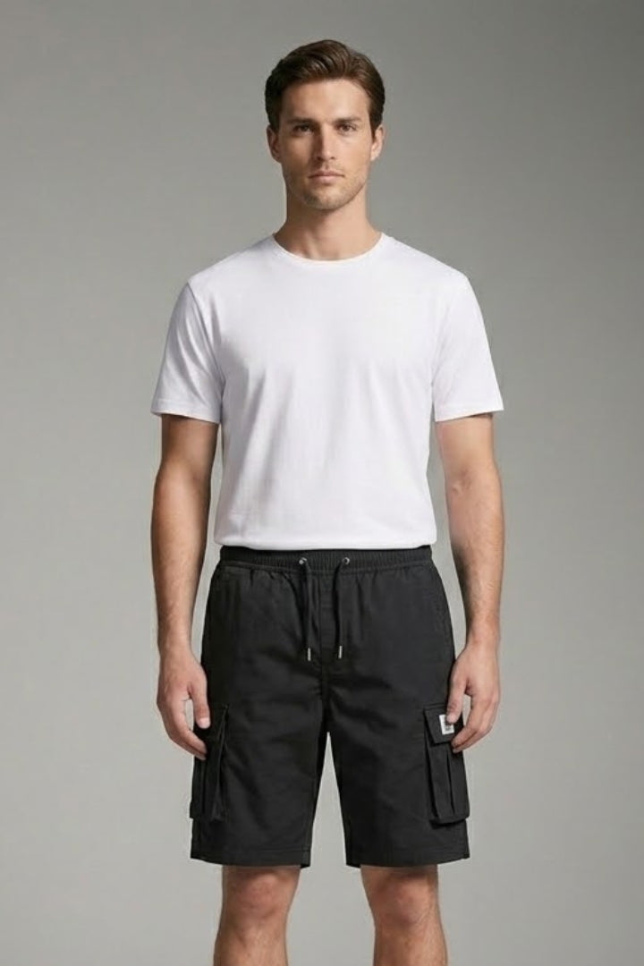 Men's Cargo Shorts with Drawstring Waistband and Flap Pockets