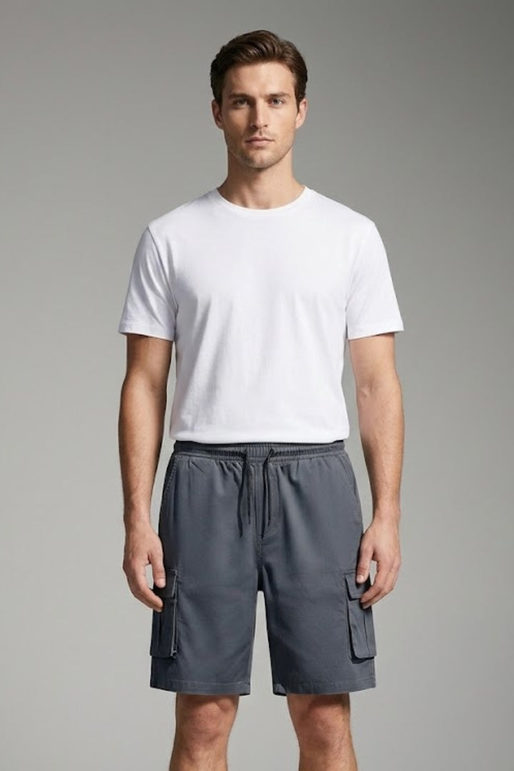 Men's Cargo Shorts with Drawstring Waistband and Flap Pockets