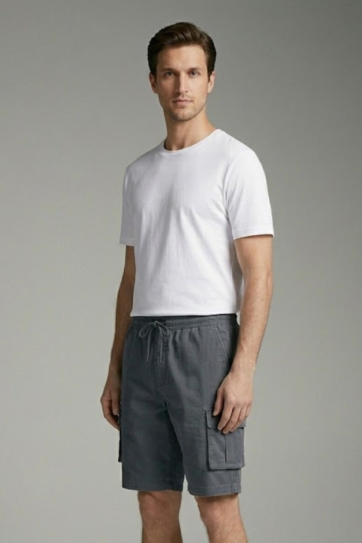 Men's Cargo Shorts with Drawstring Waistband and Flap Pockets