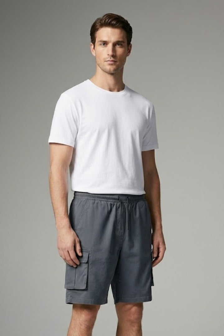 Men's Cargo Shorts with Drawstring Waistband and Flap Pockets