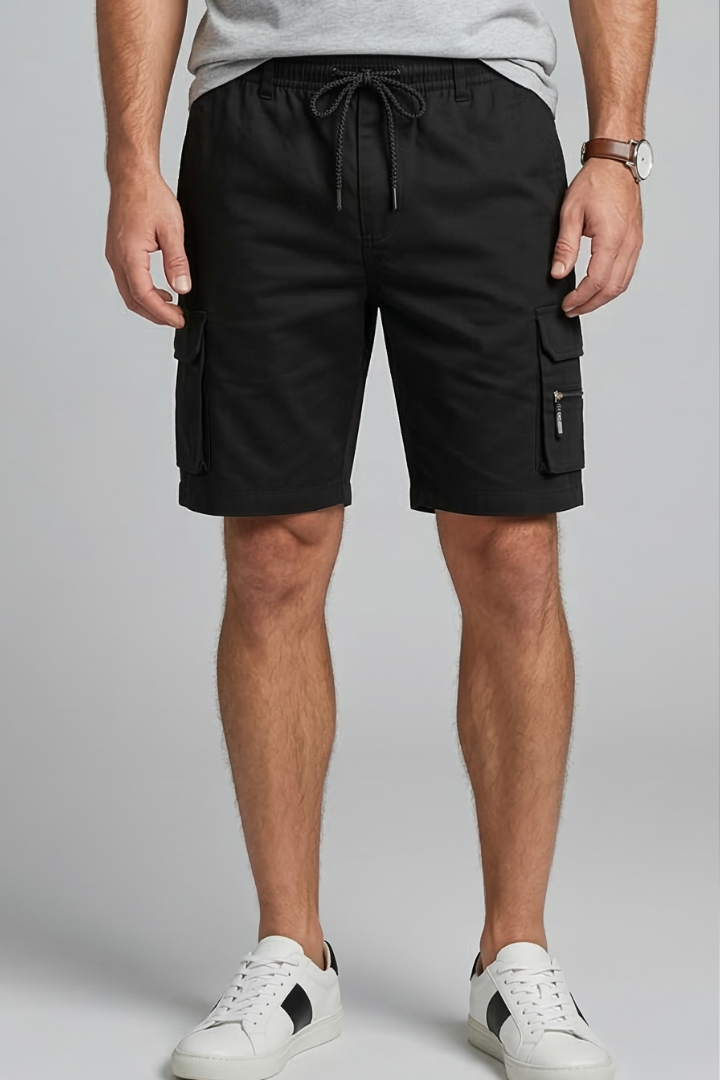 Men's Cargo Shorts with Drawstring and Multiple Pockets