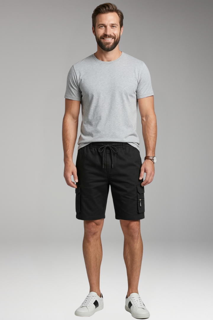 Men's Cargo Shorts with Drawstring and Multiple Pockets