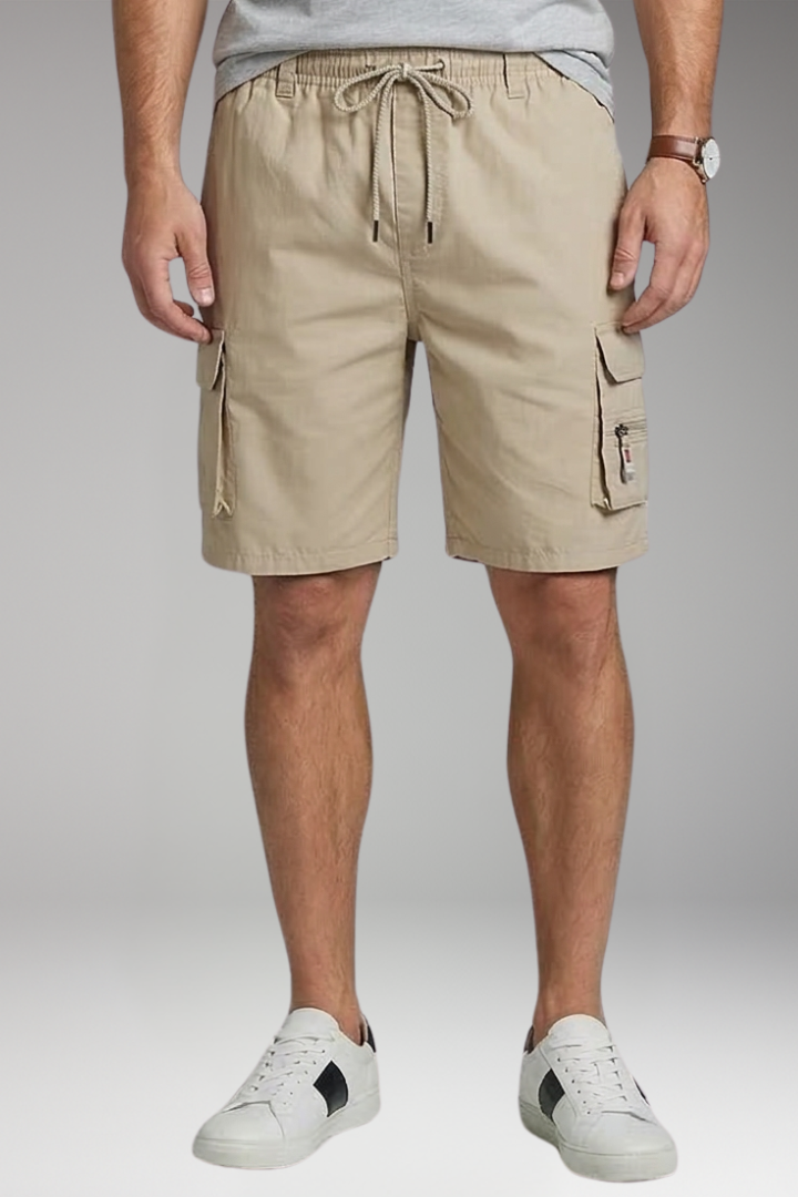 Men's Cargo Shorts with Drawstring and Multiple Pockets