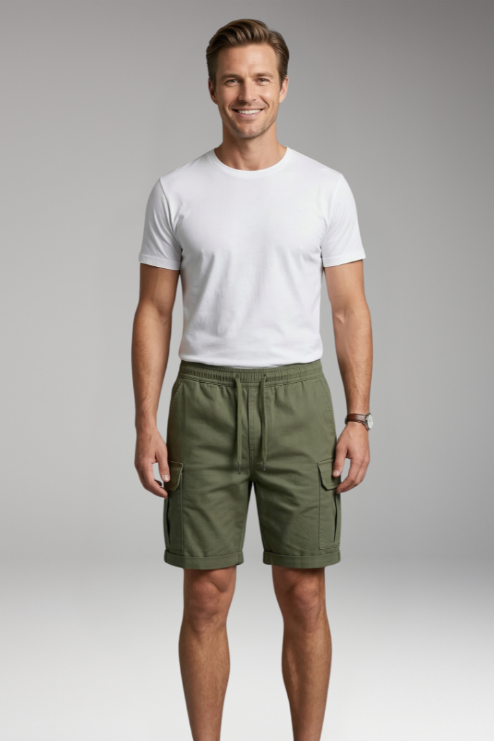 Men's Cargo Shorts with Drawstring and Pockets