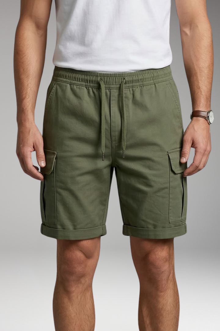 Men's Cargo Shorts with Drawstring and Pockets