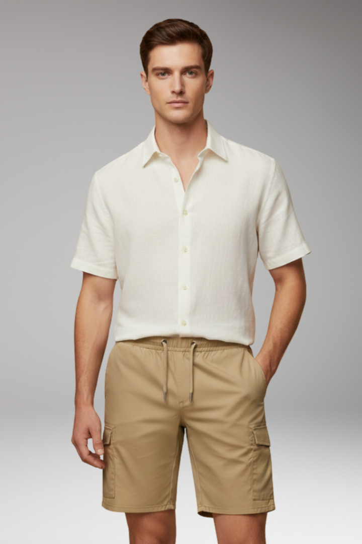 Men's Cargo Shorts with Elastic Waistband and Cargo Pockets