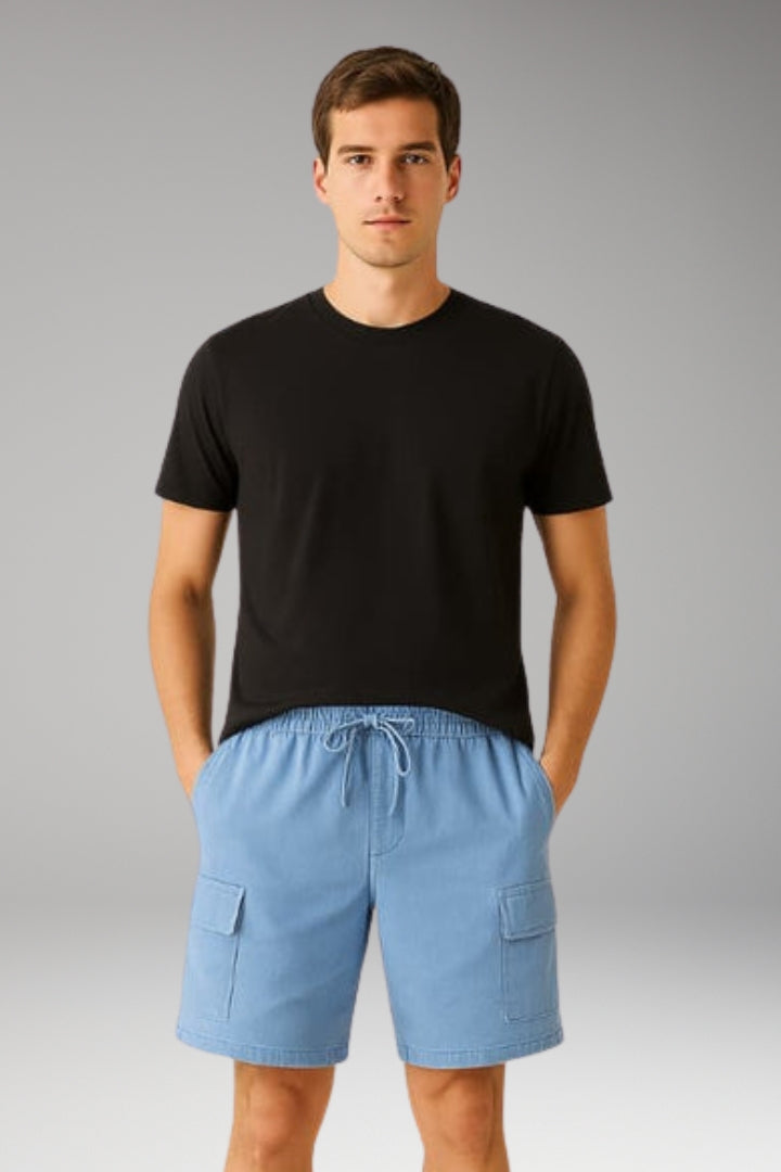 Men's Cargo Shorts with Elastic Waistband and Cargo Pockets