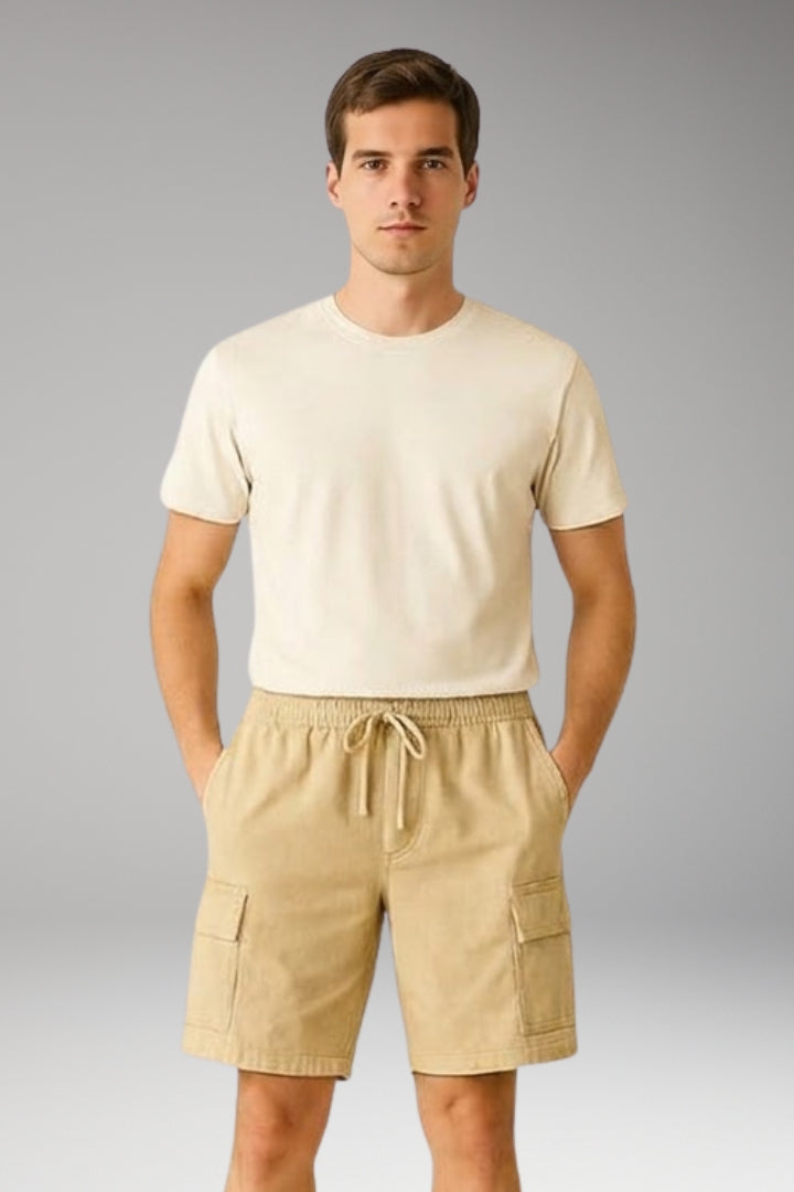 Men's Cargo Shorts with Elastic Waistband and Cargo Pockets