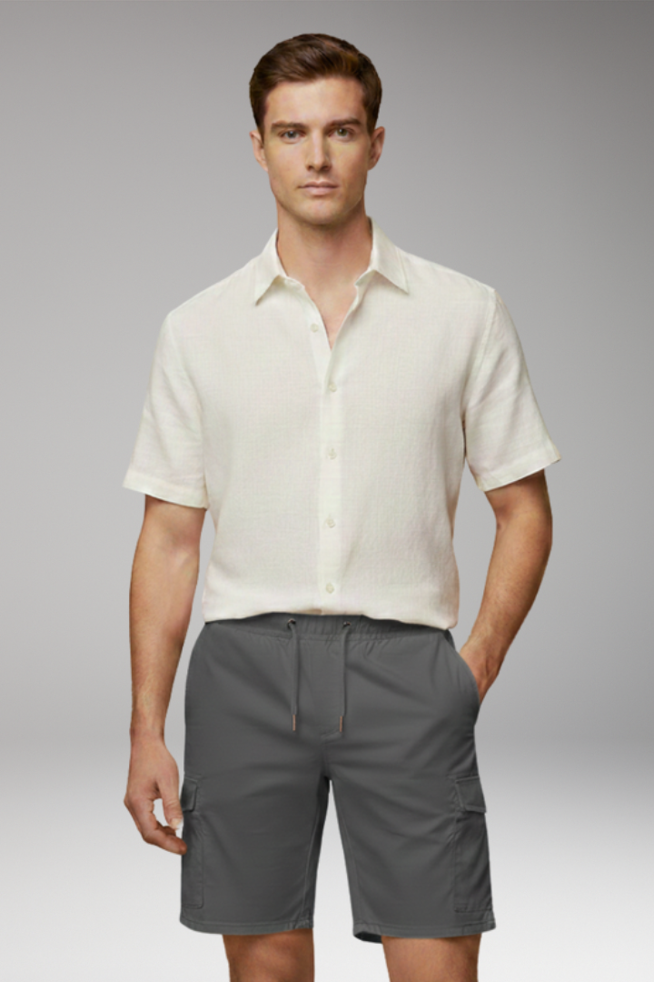 Men's Cargo Shorts with Elastic Waistband and Cargo Pockets