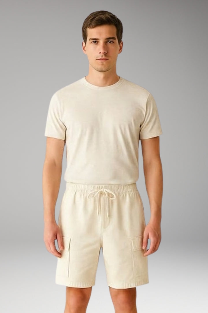 Men's Cargo Shorts with Elastic Waistband and Cargo Pockets
