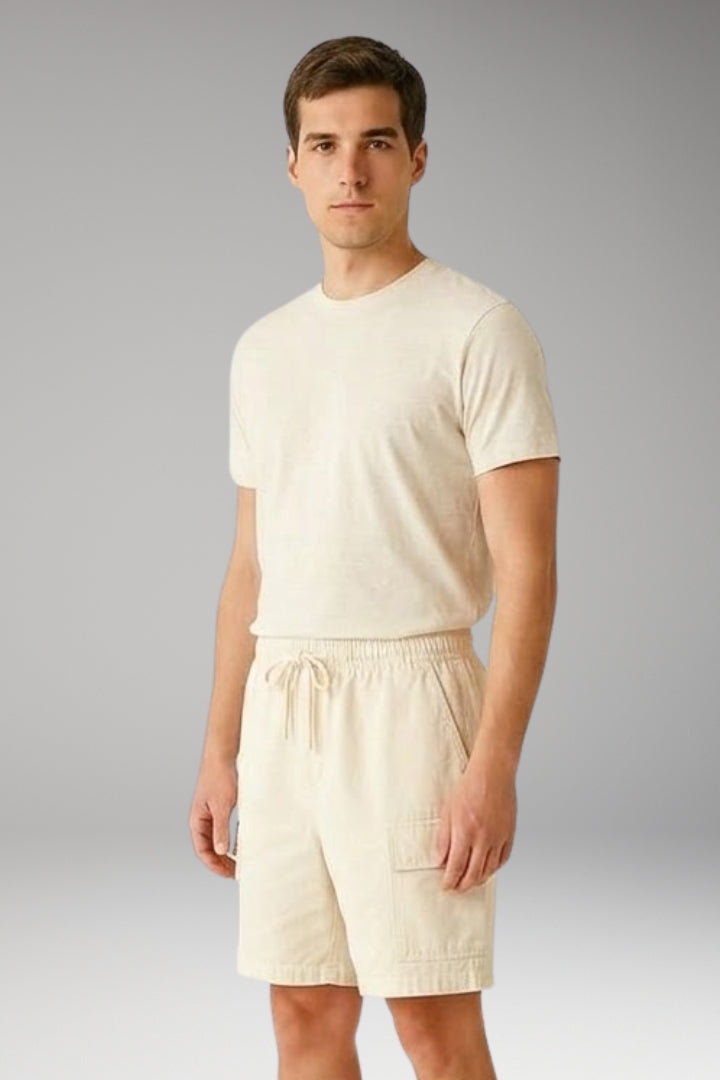Men's Cargo Shorts with Elastic Waistband and Cargo Pockets