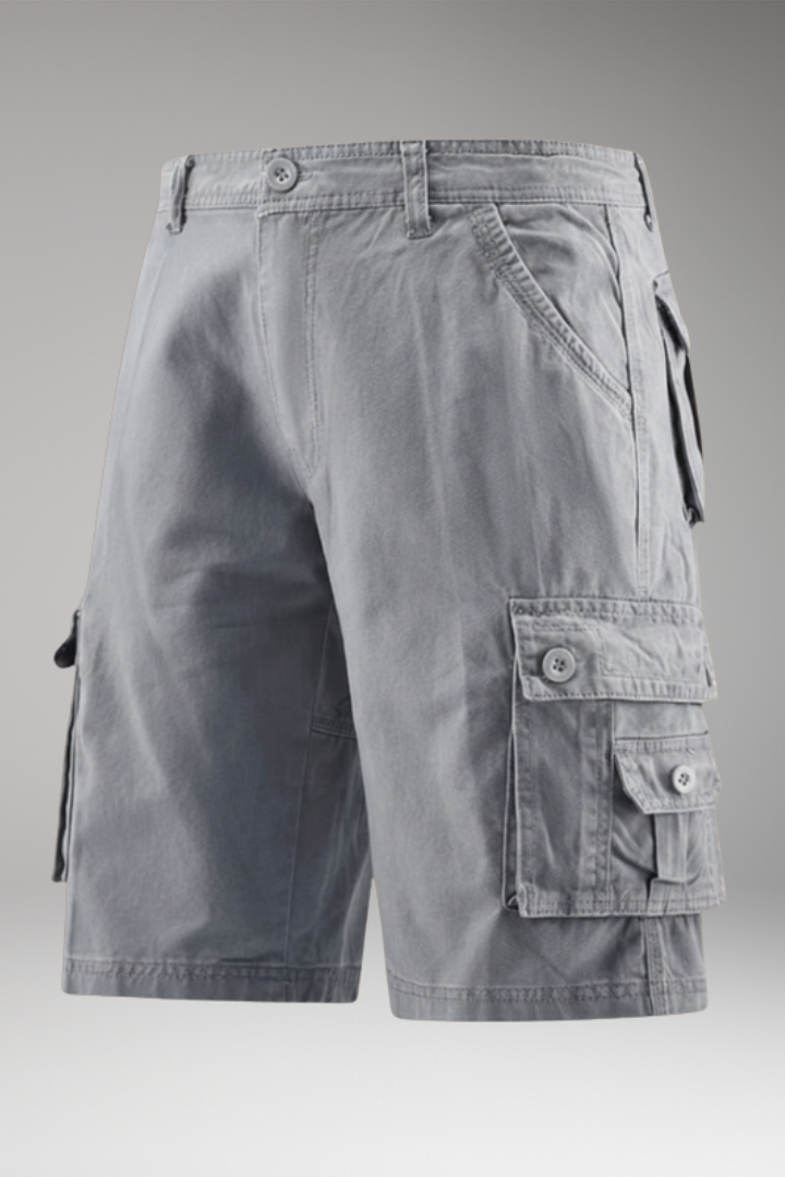 Men's Cargo Shorts with Elastic Waistband and Multiple Pockets